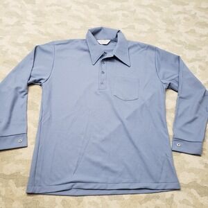 True Vintage Premium Collection Polo Shirt Mens XL Blue Long Sleeve NWT Ribbed